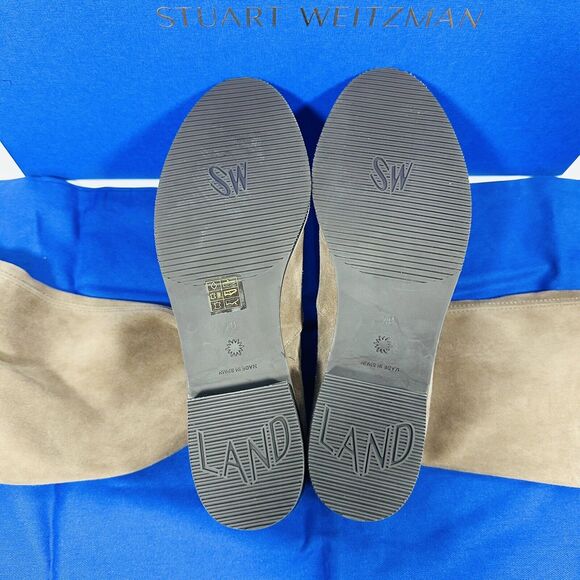 NIB Stuart Weitzman Lowland 6.5 Over-The-Knee Boots Brown Taupe Suede Flat $950 - Picture 5 of 8